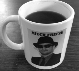 Mitch Freeze face on a mug